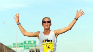 U.S. Army World Class Athlete Program runner Capt. Kelly Calway of Fort Carson, Colo., finishes second among women in the 2010 Army Ten-Miler with a time of 57 minutes, 10 seconds on Oct. 24 at the Pentagon. U.S. Army photo by Tim Hipps, FMWRC Public Affairs
